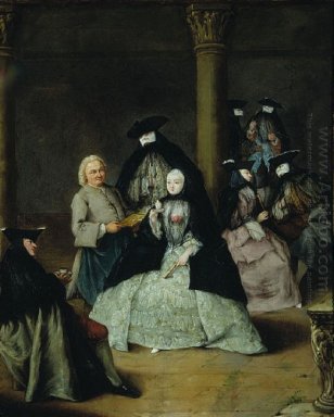 Masked Party In A Courtyard 1755