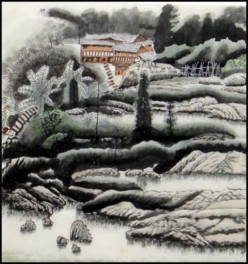 Bâtiment , Peinture Trees- chinois