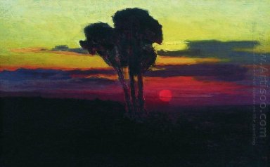 Coucher de soleil avec des arbres