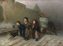 Troïka apprentis ouvriers transportant de l'eau 1866