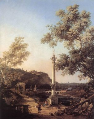 capriccio Flusslandschaft mit einer Spalte