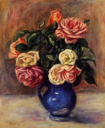 Rosas em um vaso azul