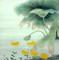 Lotus & Duck - Pintura Chinesa