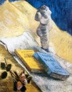 Still Life With Plaster Statuette une rose et deux romans 1887