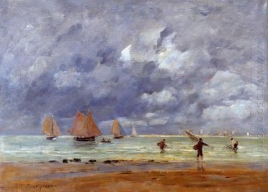 Vissers en zeilboten Bij Trouville 1892