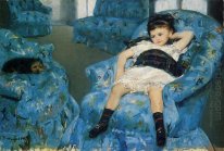 Petite fille dans un fauteuil bleu 1878
