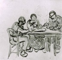 Tres campesinos en una comida 1890