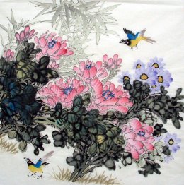 Pássaros & flores - pintura chinesa