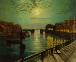 Whitby Harbor Oleh Moonlight
