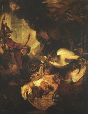 El bebé Hércules estrangulando las serpientes en su Crade