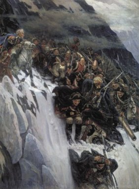 Ryska trupper under Suvorov korsar Alperna 1899