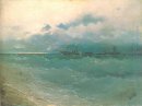 De schepen op een ruwe zee Sunrise 1871