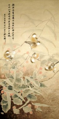 Brids et fruits - peinture chinoise