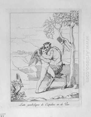Symbolischer Kampf von Amor und Pan