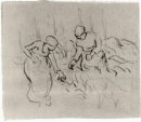 Croquis de femmes dans un domaine 1890