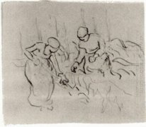 Sketch von Frauen in einer Feld 1890