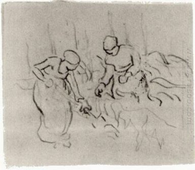 Boceto de la mujer en un campo 1890
