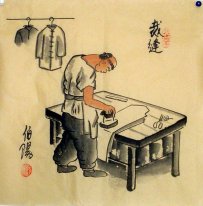 Pequineses velhos, alfaiate - pintura chinesa