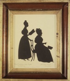 Klipp Silhouette av två kvinnor Facing Right