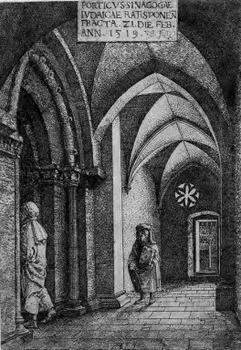 La sala d\'ingresso della sinagoga regensburg 1519