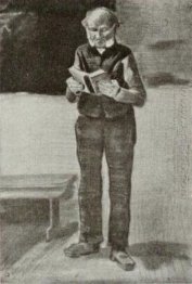 Man Standing Membaca Buku 1882