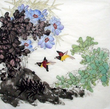 Oiseaux et fleurs - Peinture chinoise