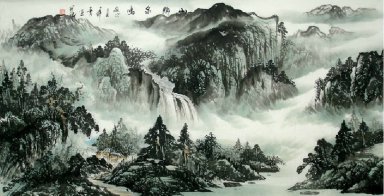 Landscape Dengan Air Terjun - Lukisan Cina