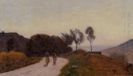En väg på landsbygden nära sjön Leman 1855