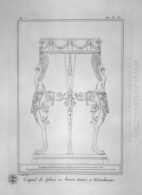 Treppiede con Sfingi Trovati a Ercolano Inc In Outline