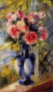 Bukett rosor i en blått Vase 1892