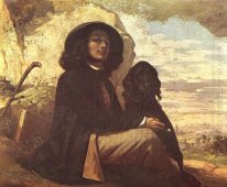 Auto-retrato com um cão preto 1841