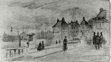 Människor går framför Palais du Luxembourg 1886