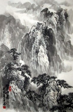 Montanhas e água - pintura chinesa