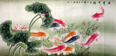 Fish & Lotus - Pittura cinese