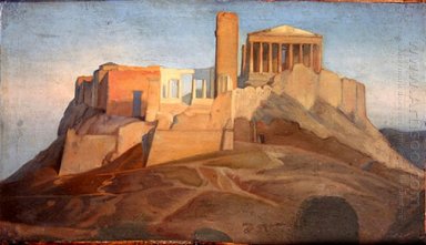 Uitzicht op de Akropolis van Athene 1849