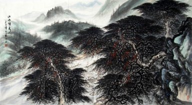 Bergen en bomen - Chinees schilderij
