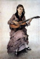 Портрет княгини С. А. Кропоткина с гитарой 1882