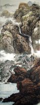 Berg, vattenfall - kinesisk målning