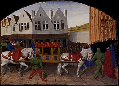Kedatangan Of The Emperor Charles Iv Di Depan Saint Denis 1460