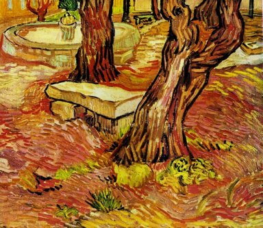 Le banc de pierre dans le jardin de l\'hôpital Saint- Paul 1889