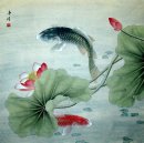 Fish & Lotus - peinture chinoise