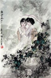 Mooie Dame - Chinees schilderij  Mooie Dame - Chinees schilderij