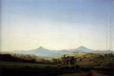 Boheemse Landschap met gemonteerde Milleschauer