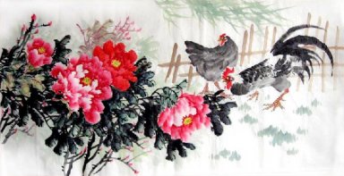 Chicken-Peony - Chinese Painting