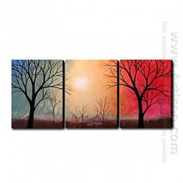 Pintura a óleo Paisagem Paisagem pintada à mão - conjunto de 3