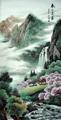 Mountains, Waterfall - Chinese Painting