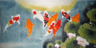 Fish & Lotus - Pittura cinese