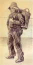 Pêcheur avec le panier sur son dos 1882