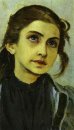 Retrato de um estudo menina para juventude de St Sergiy Radonezh