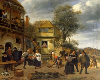 Camponeses antes de um Inn 1653